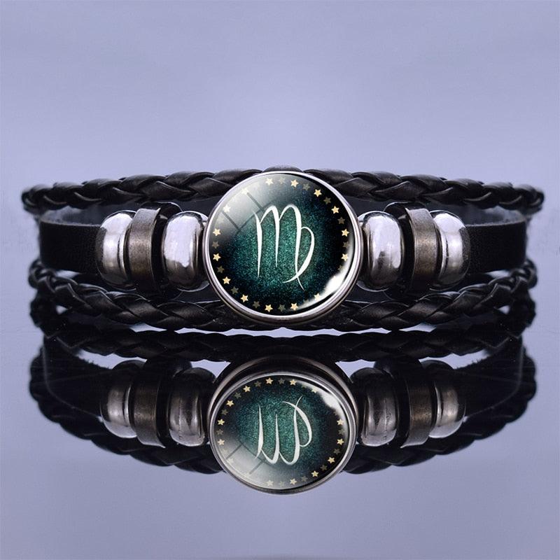 Zodiac Leather Bracelet Collection - Virgo Green Bracelet - Femboy Fatale