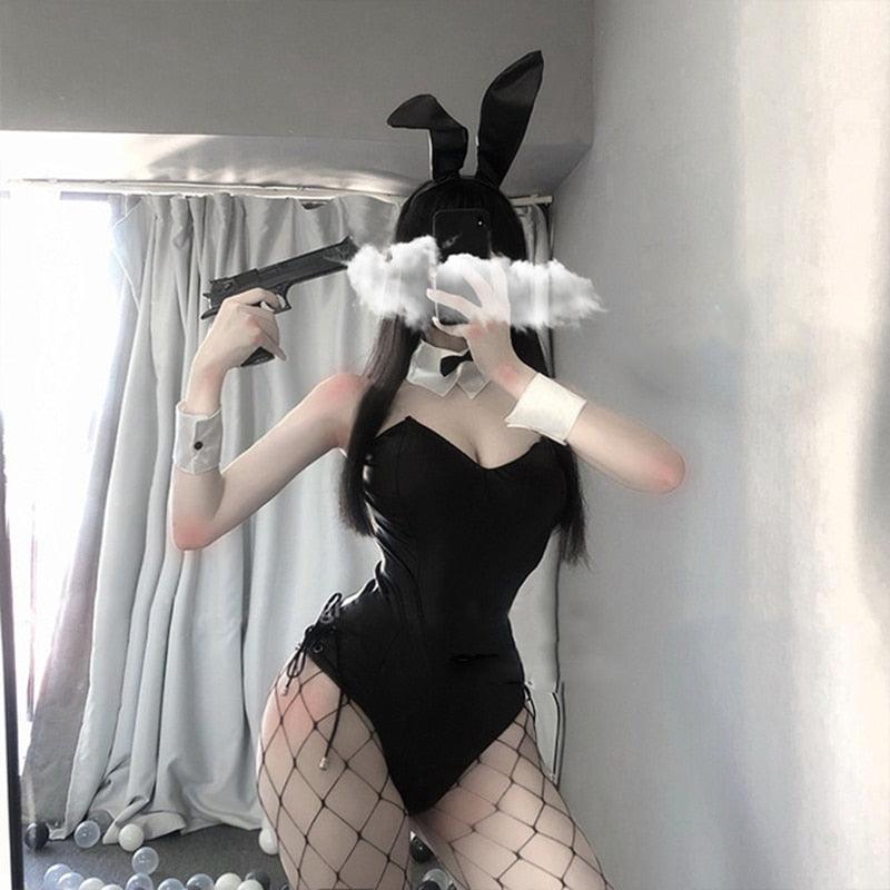 Bunny Outfit - Black without Lace / One Size Costume - Femboy Fatale