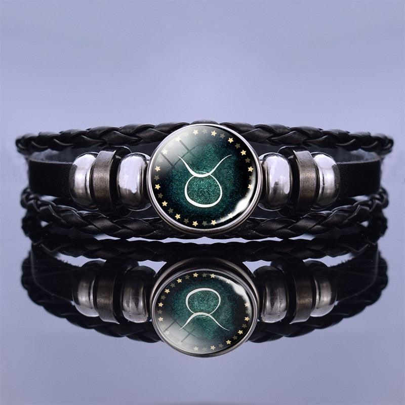 Zodiac Leather Bracelet Collection - Taurus Green Bracelet - Femboy Fatale