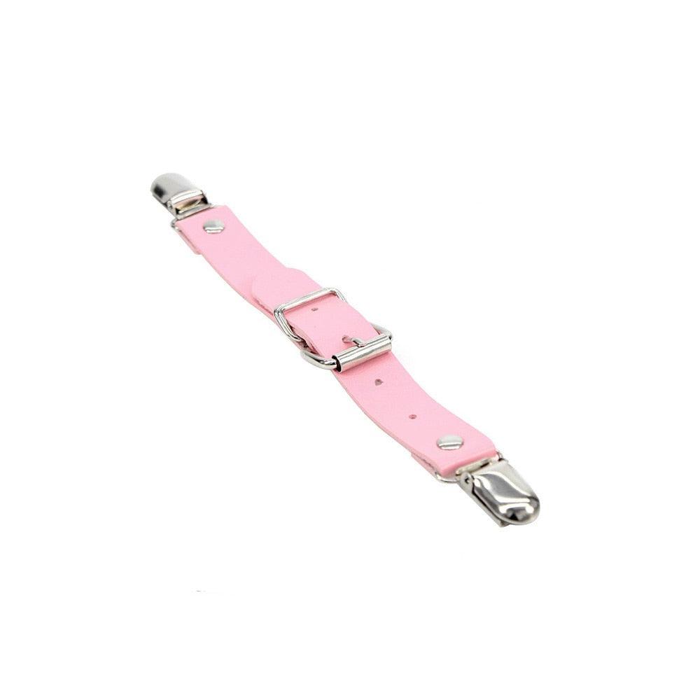 Pink Gothic Leather Garter Collection - Clip Garters - Femboy Fatale