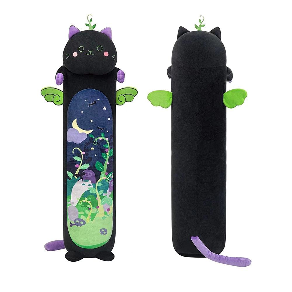 Long Animal Pillows - 50cm / Black & Green Cat Pillow - Femboy Fatale