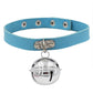 Colorful Bell Leather Chokers - Blue Choker - Femboy Fatale