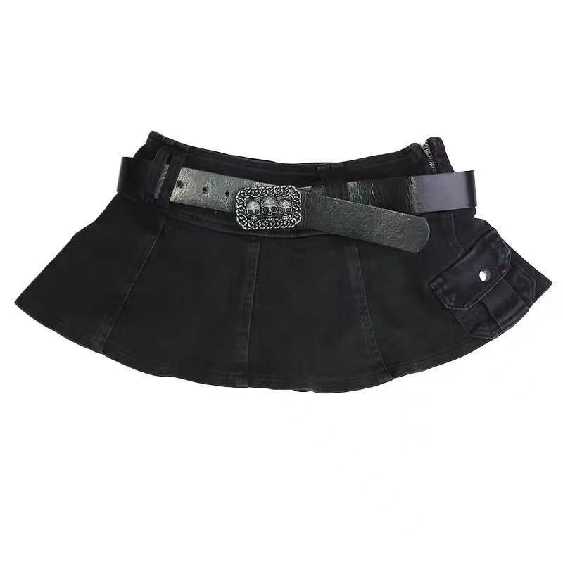 Goth Denim Skirt Collection - Black A / S Skirt - Femboy Fatale