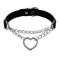 Black Leather Gothic Choker Collection - Chain Heart 1 Choker - Femboy Fatale