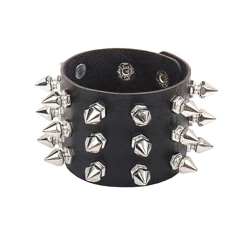 Black Leather Gothic Bracelet Collection - 9 Bracelet - Femboy Fatale