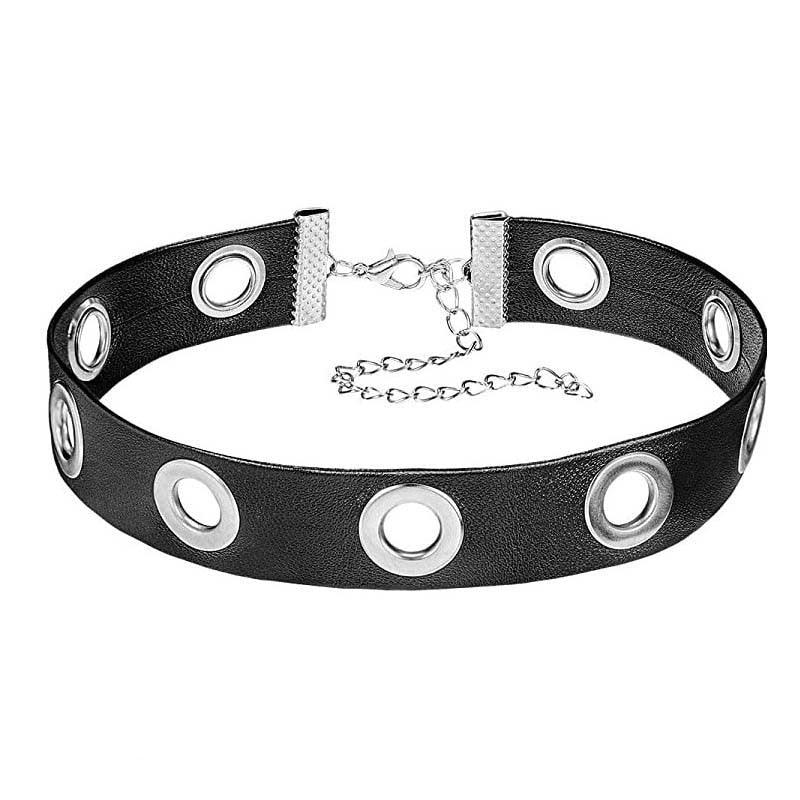Black Leather Gothic Choker Collection - Ring Choker - Femboy Fatale