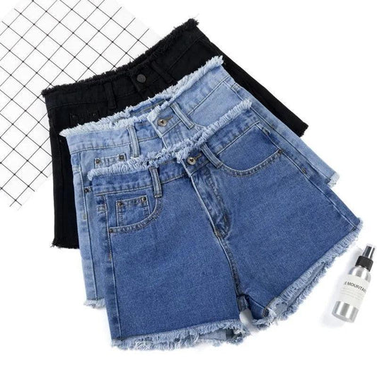 High Waisted Frayed Denim Shorts Collection - Shorts - Femboy Fatale