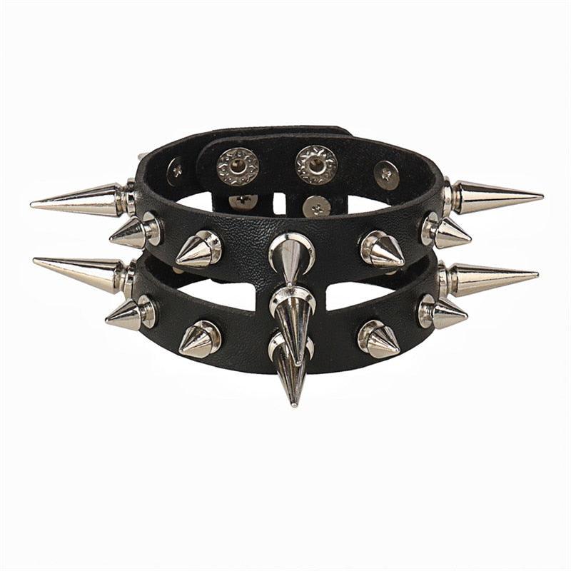 Black Leather Gothic Bracelet Collection - 14 Bracelet - Femboy Fatale