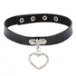 Black Leather Gothic Choker Collection - Hollow Heart Choker - Femboy Fatale