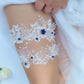 Floral Lace Garters - White Double Garter with Beads Garters - Femboy Fatale
