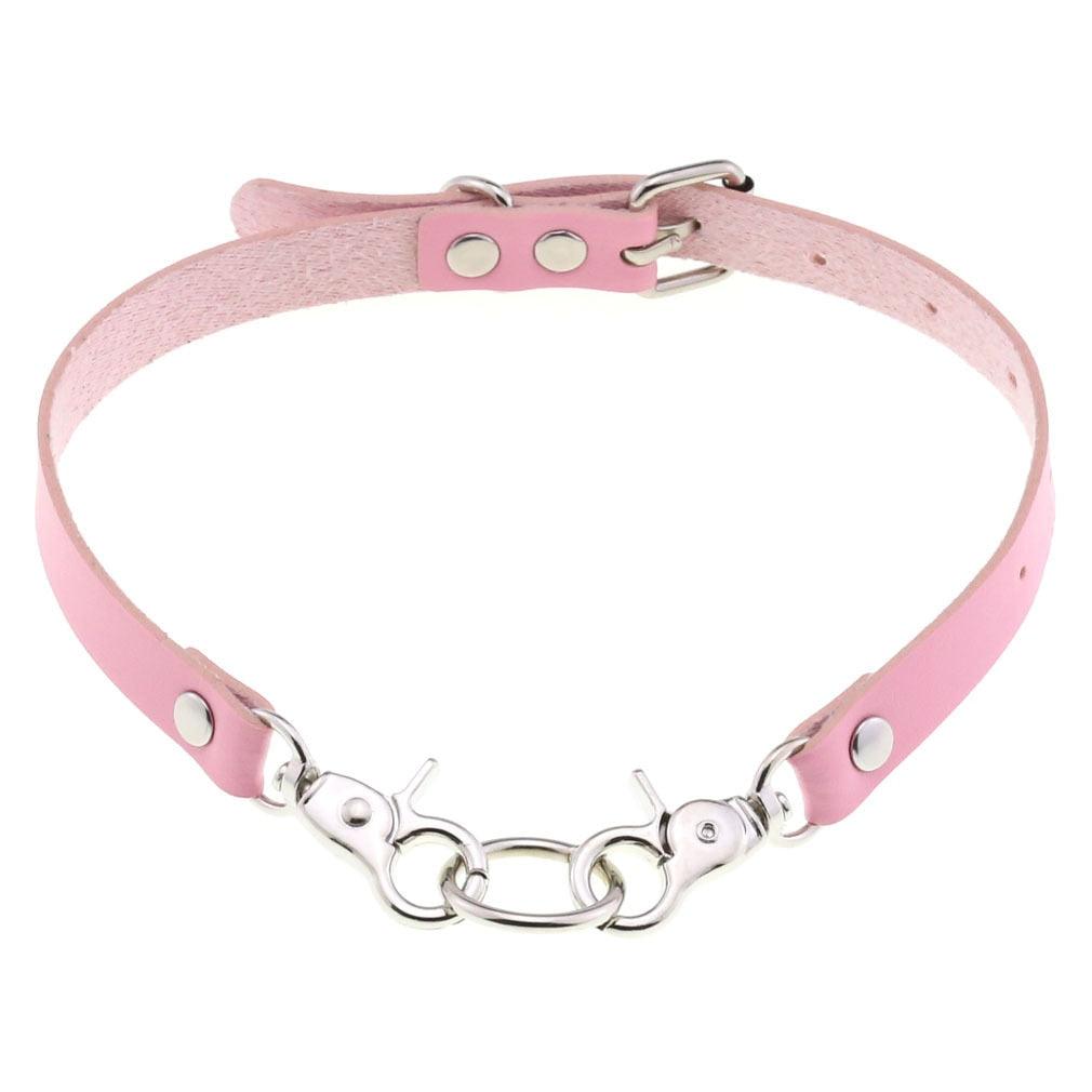 Pink Leather Gothic Choker Collection - Style 20 Choker - Femboy Fatale