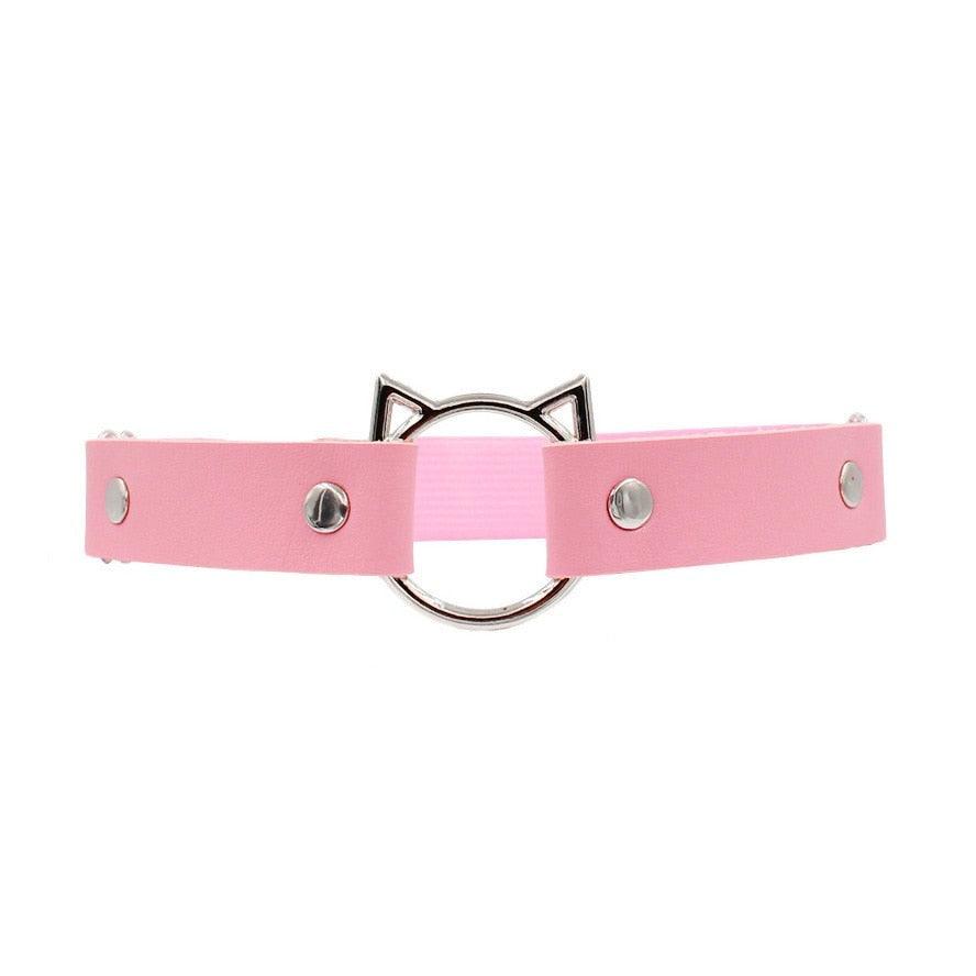 Pink Gothic Leather Garter Collection - Cat Garters - Femboy Fatale