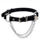 Black Leather Gothic Choker Collection - Heart Chain Choker - Femboy Fatale