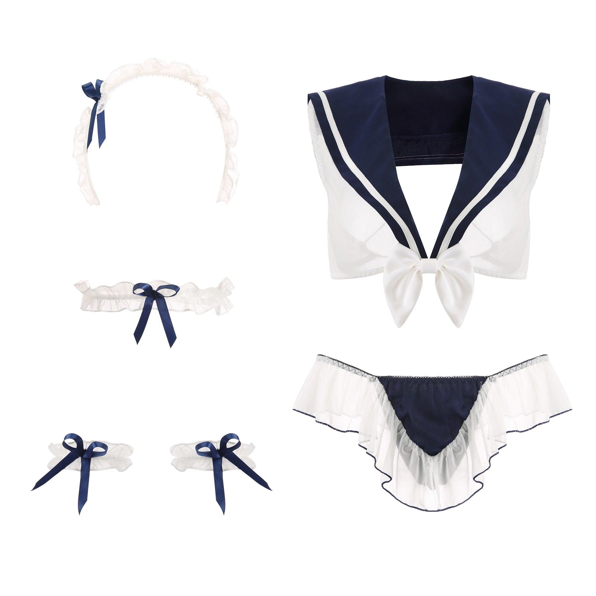Sleeveless Transparent Japanese School Uniform Lingerie - Lingerie - Femboy Fatale