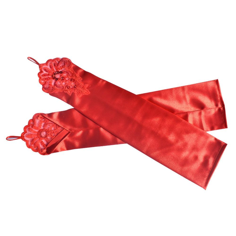 Floral Finger Loop Gloves - Red Gloves - Femboy Fatale