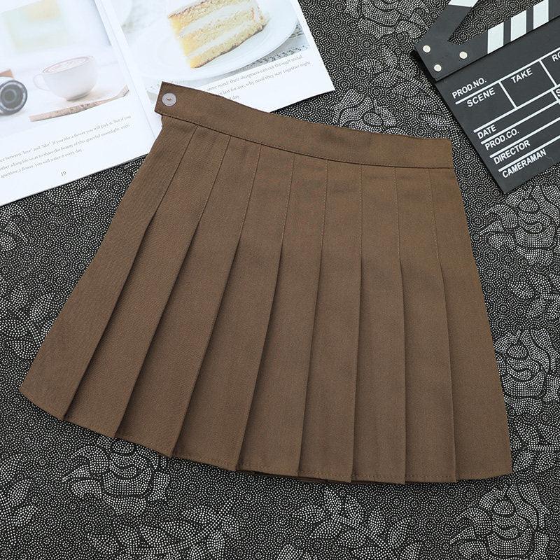 Flat Color Pleated Skirt Collection - Khaki / XS Skirts - Femboy Fatale