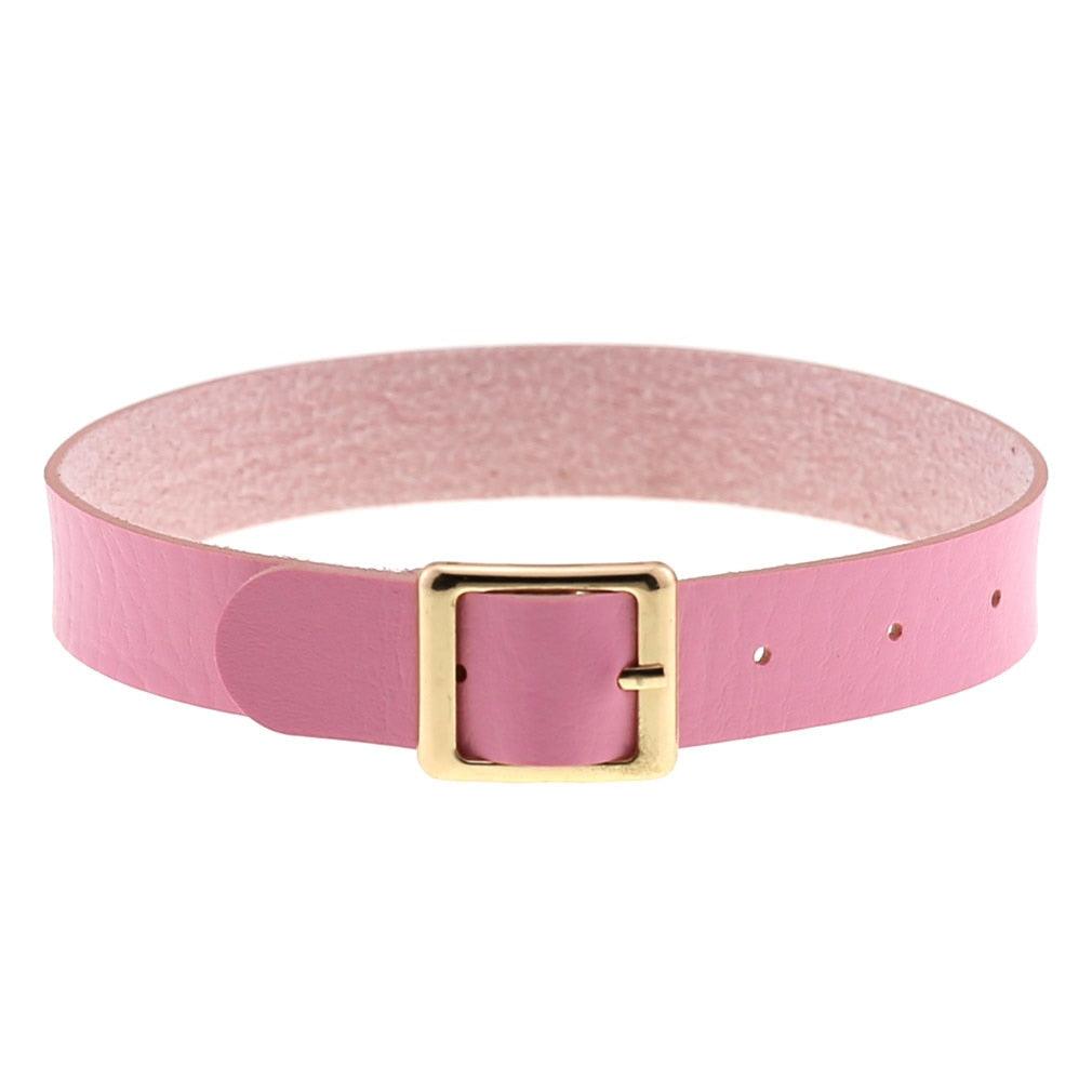 Pink Leather Gothic Choker Collection - Style 19 Choker - Femboy Fatale