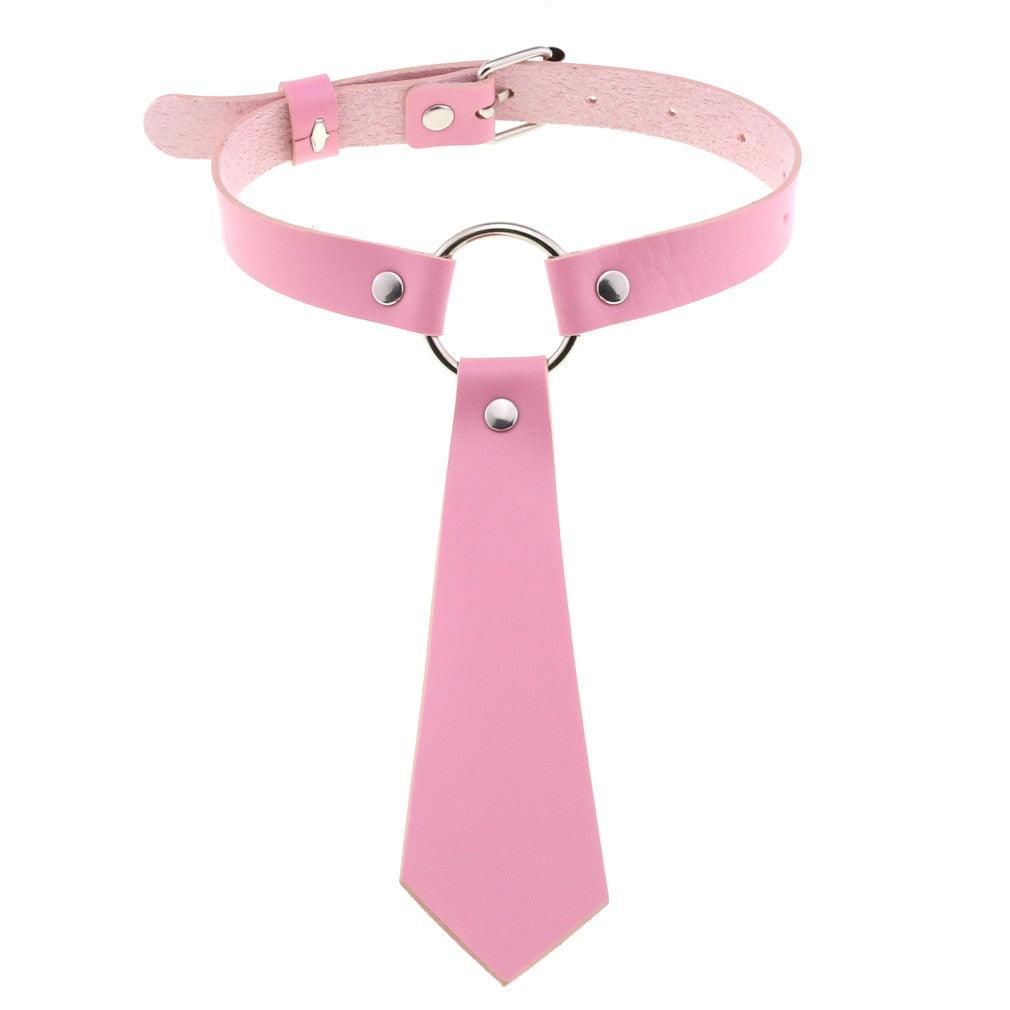 Pink Leather Gothic Choker Collection - Style 28 Choker - Femboy Fatale