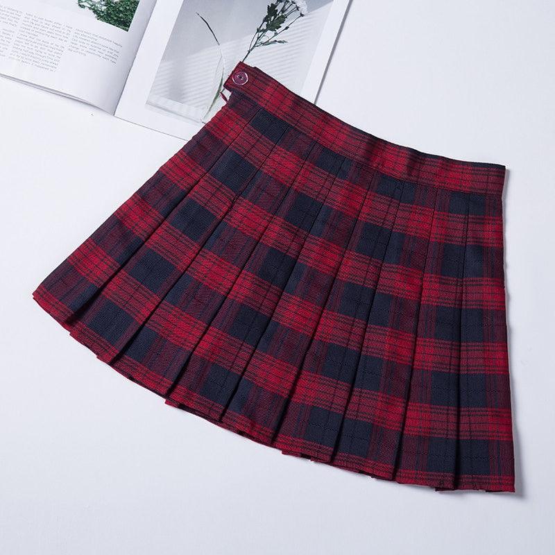 Plaid Pleated Skirt Collection - Red and Black / XS Skirts - Femboy Fatale