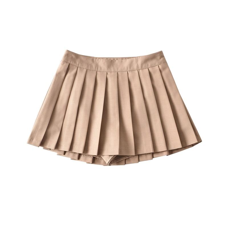 Pleated Mini Skirt - Khaki / XS Skirts - Femboy Fatale