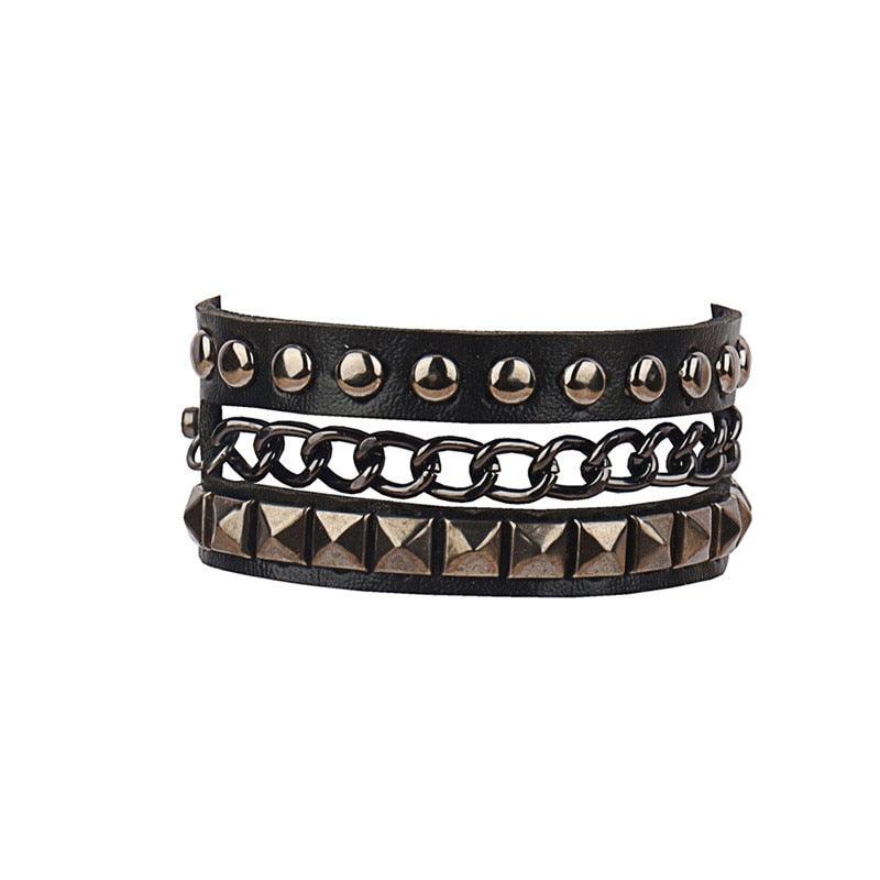 Black Leather Gothic Bracelet Collection - 6 Bracelet - Femboy Fatale